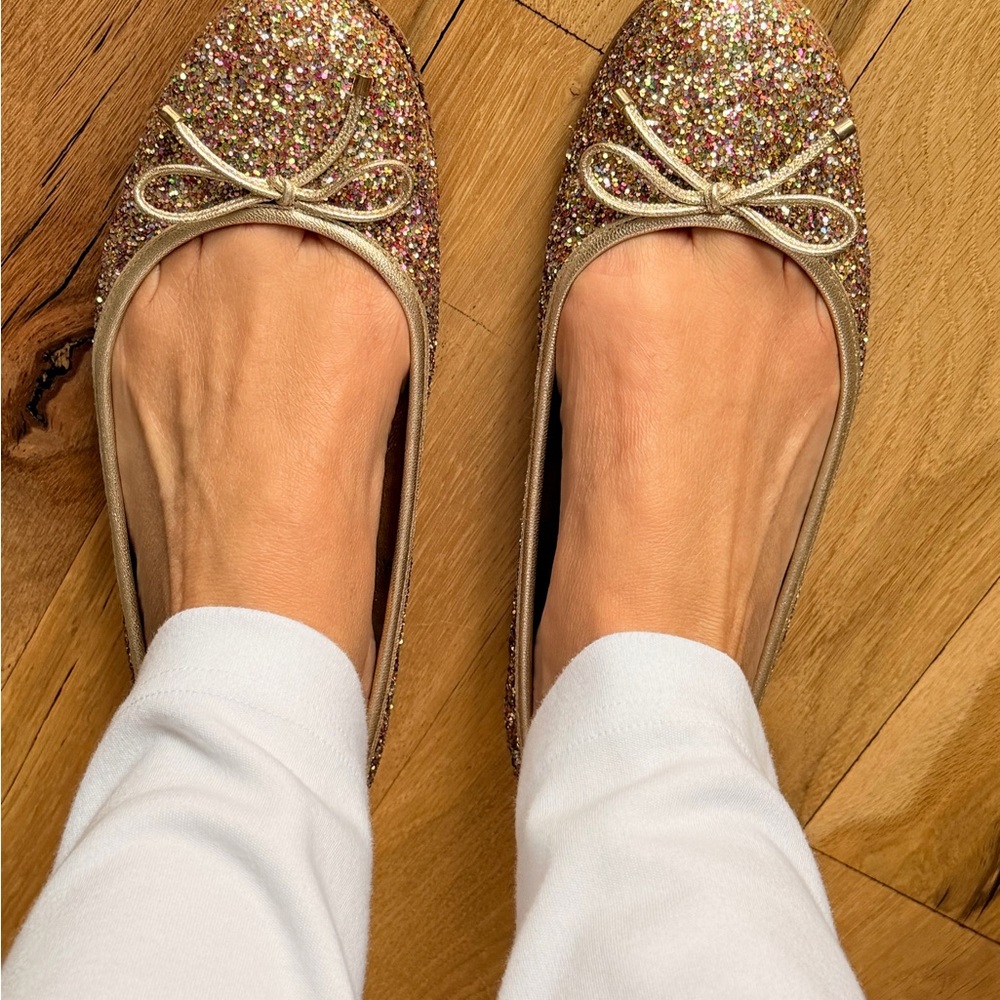 Jimmy Choo Sparkling Gold Flats